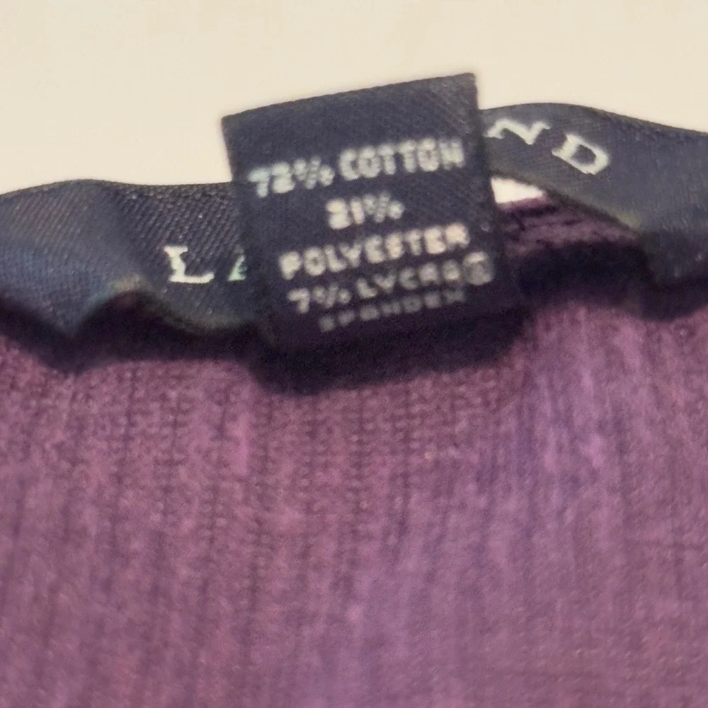 Lands End Womens 2X 20W-22W Plum Purple Ribbed Corduroy V-Neck Tunic Top Classic